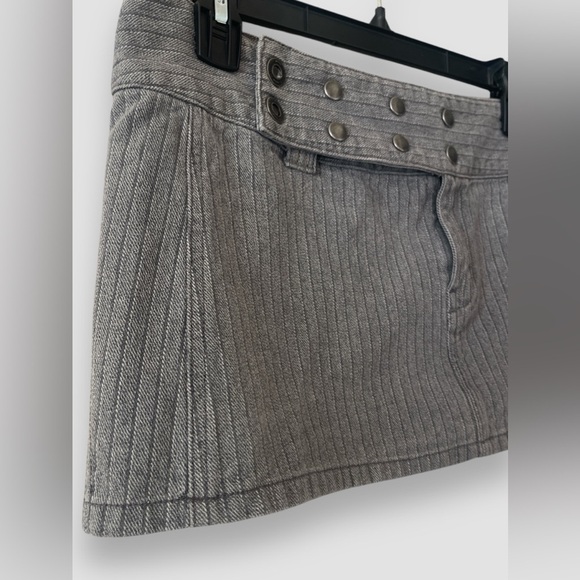 Diesel Vintage Denim Belt Wrap Mini Skirt Sz 29 Snap Button y2k Grunge Gray - Picture 4 of 8